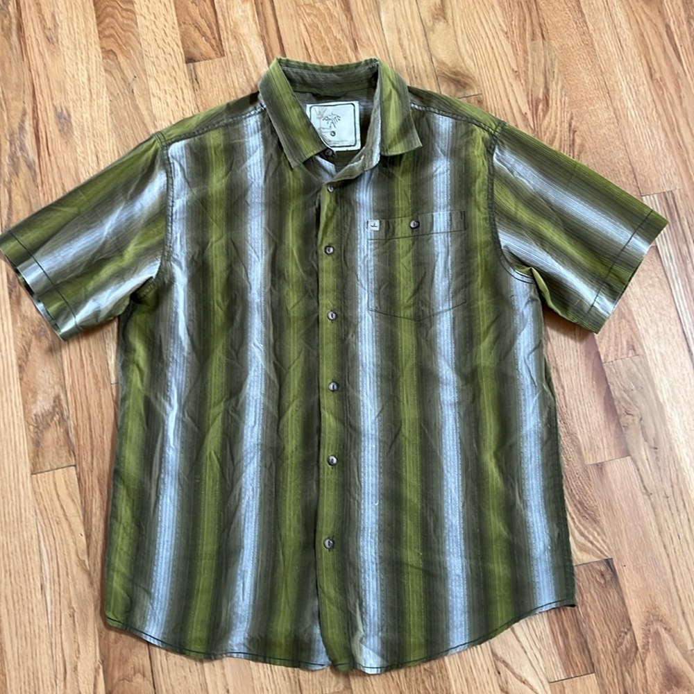 Prana Short Sleeve Button Down Shirt, Size Large